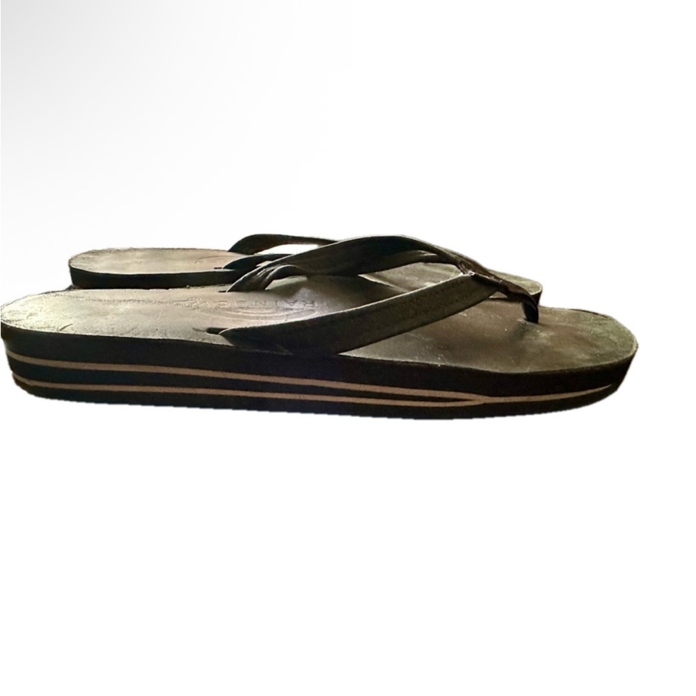 Rainbow Leather Double Layer Charcoal Flip Flops,… - image 7